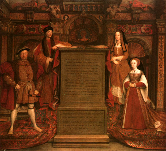 Left to right Henry VIII Henry VII Elizabeth of York and Jane Seymour